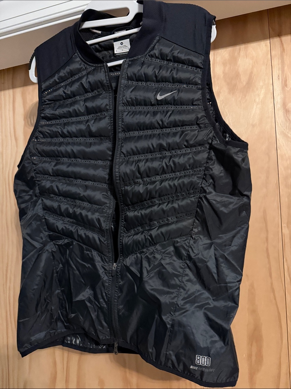 Nike 800 aeroloft Black Quilted down running Lightweight Vest